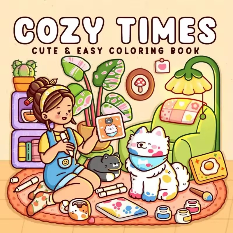 Adult Coloring Book Stress Relief - Rahat Zaman Yetişkinler için Sevimli ve