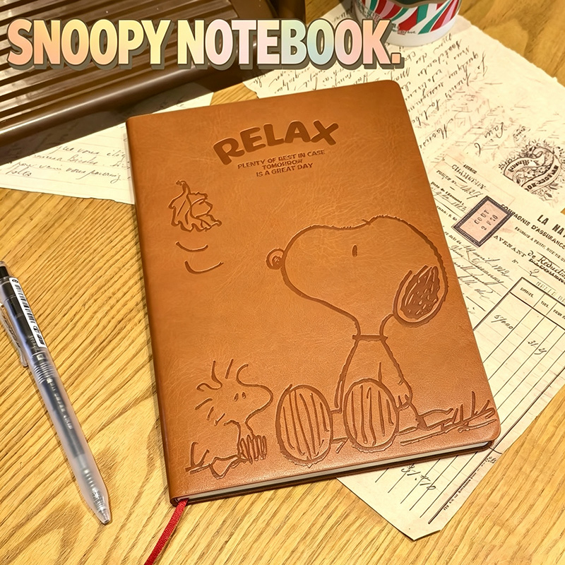 Vintage Leather Journal Notebook - Vintage Snoopy A5 Deri Defter Sevimli